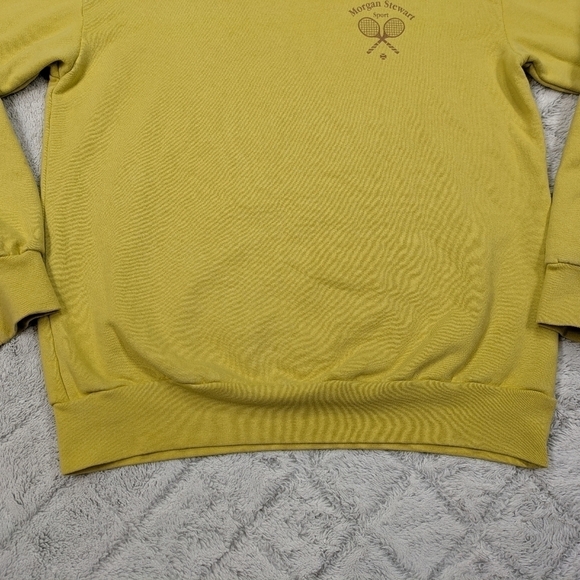 Morgan Stewart Sweatshirt Women's L Yellow Sport Tennis Crew Cotton French Terry - Picture 2 of 7